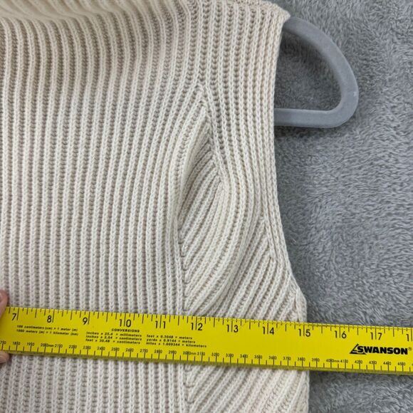 Vince Sweater Womens XS Cream Ribbed Wool Cashmere Sleeveless Tunic Mock Neck - Picture 10 of 14